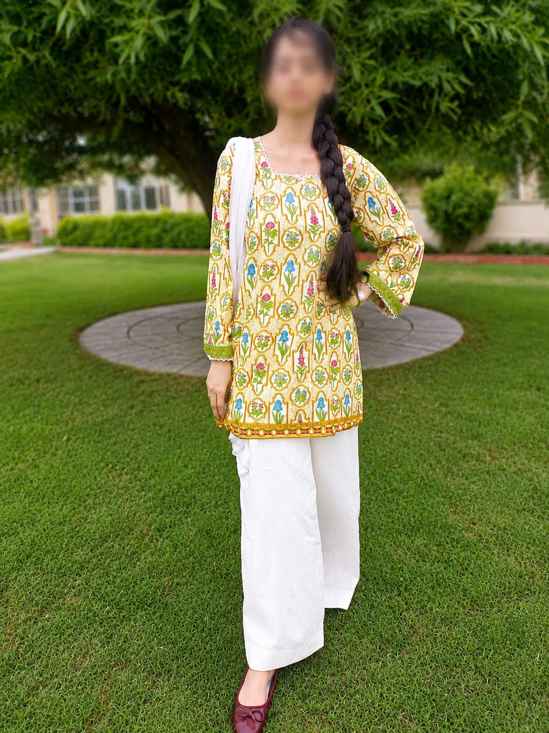 Yellow Printed Co-Ord Set 2 piece stitched suit