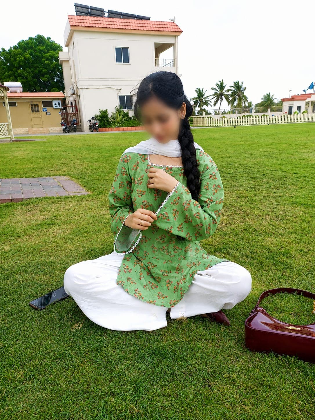 Pastel Green kurti with white trouser 2-Piece stitched suit