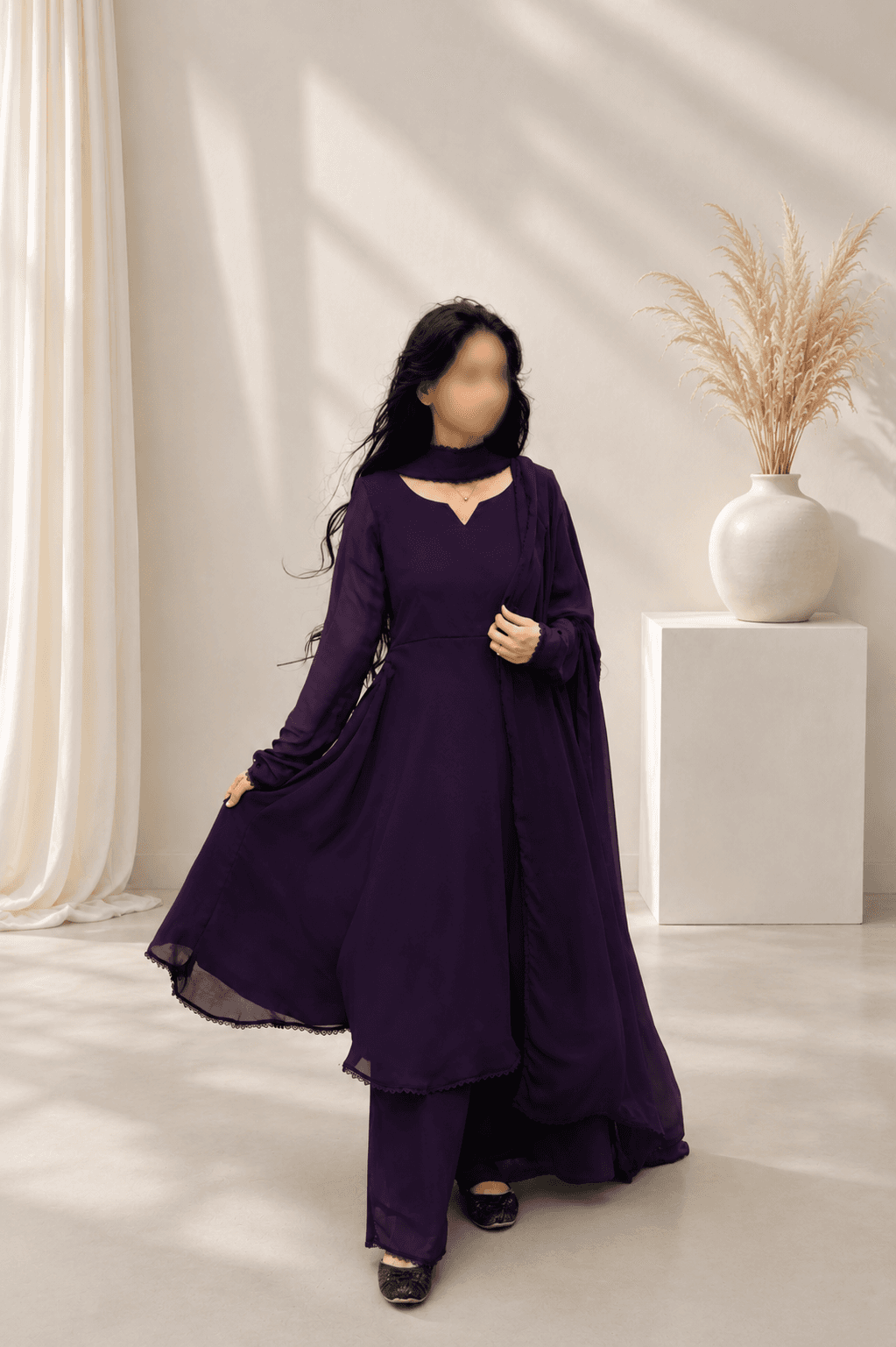 Premium Chiffon Flared 3 Piece stitched Suit